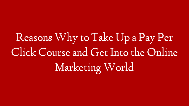 Reasons Why to Take Up a Pay Per Click Course and Get Into the Online Marketing World