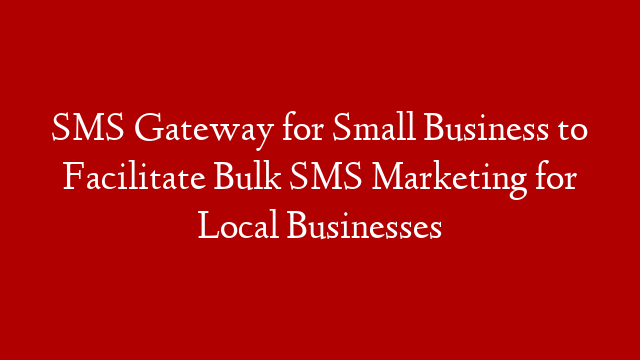 SMS Gateway for Small Business to Facilitate Bulk SMS Marketing for Local Businesses