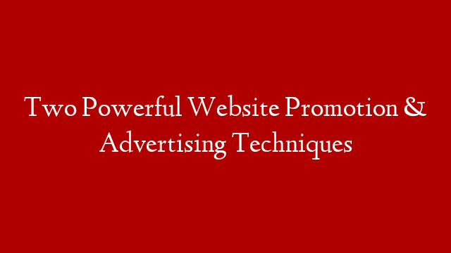 Two Powerful Website Promotion & Advertising Techniques