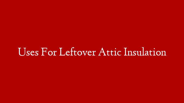 Uses For Leftover Attic Insulation