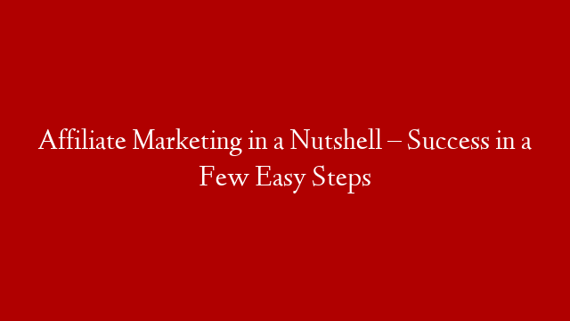 Affiliate Marketing in a Nutshell – Success in a Few Easy Steps post thumbnail image