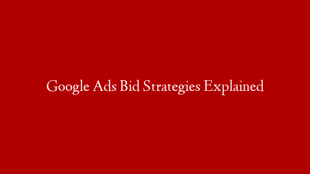 Google Ads Bid Strategies Explained
