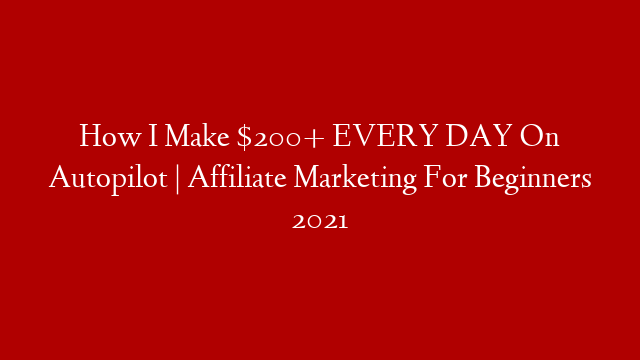 How I Make $200+ EVERY DAY On Autopilot | Affiliate Marketing For Beginners 2021 post thumbnail image