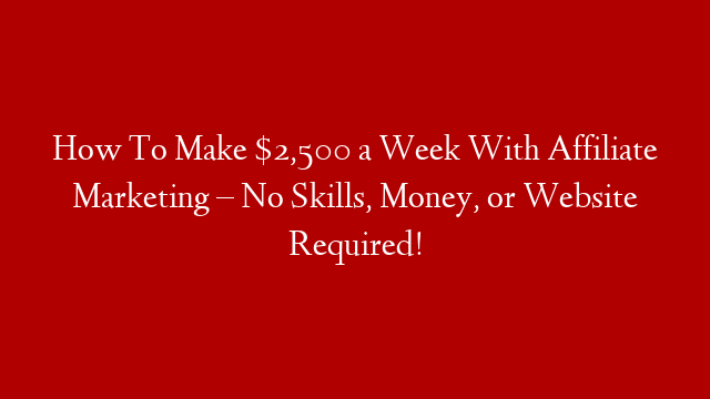 How To Make $2,500 a Week With Affiliate Marketing – No Skills, Money, or Website Required!