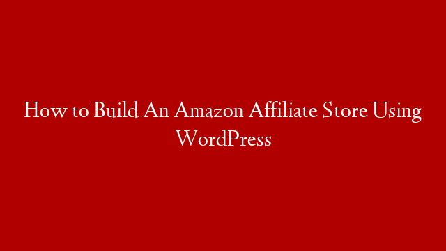 How to Build An Amazon Affiliate Store Using WordPress