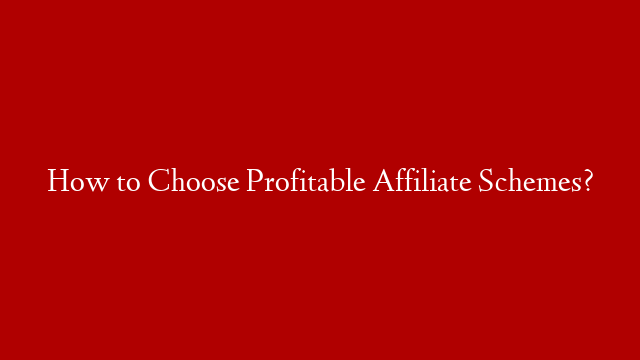 How to Choose Profitable Affiliate Schemes?