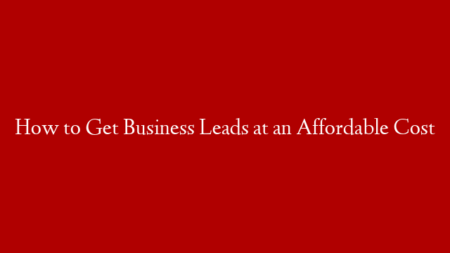 How to Get Business Leads at an Affordable Cost post thumbnail image