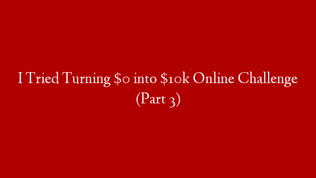 I Tried Turning $0 into $10k Online Challenge (Part 3)