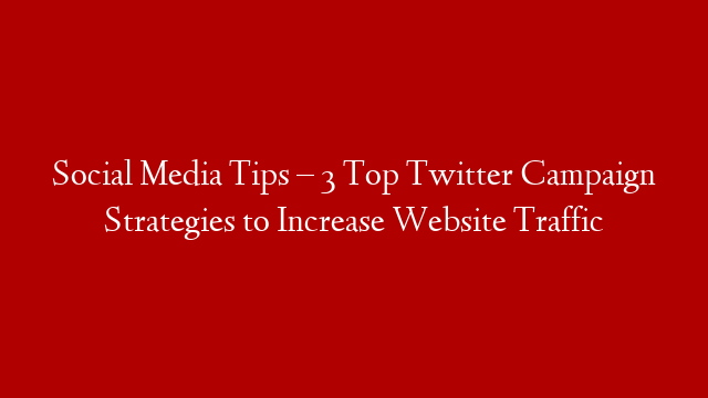 Social Media Tips – 3 Top Twitter Campaign Strategies to Increase Website Traffic