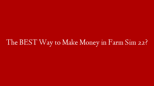 The BEST Way to Make Money in Farm Sim 22?