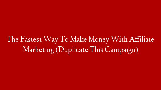 The Fastest Way To Make Money With Affiliate Marketing (Duplicate This Campaign) post thumbnail image