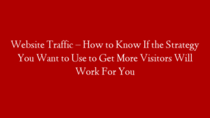 Website Traffic How to Know If the Strategy You Want to