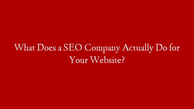 What Does a SEO Company Actually Do for Your Website? post thumbnail image