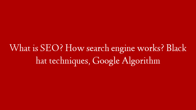What is SEO? How search engine works? Black hat techniques, Google Algorithm post thumbnail image