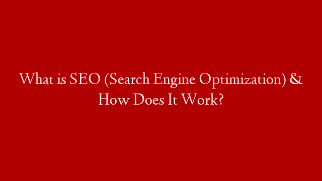 What is SEO (Search Engine Optimization) & How Does It Work?