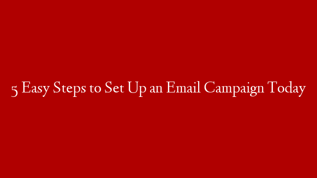 5 Easy Steps to Set Up an Email Campaign Today