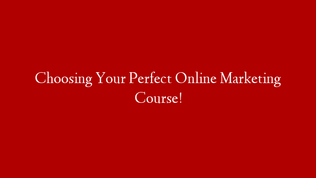 Choosing Your Perfect Online Marketing Course!