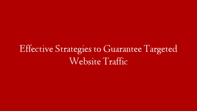 Effective Strategies to Guarantee Targeted Website Traffic