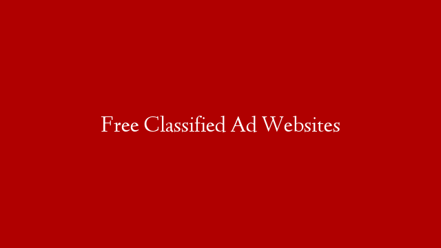 Free Classified Ad Websites