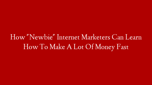 How "Newbie" Internet Marketers Can Learn How To Make A Lot Of Money Fast