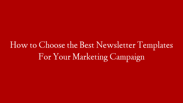 How to Choose the Best Newsletter Templates For Your Marketing Campaign