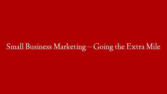 Small Business Marketing – Going the Extra Mile