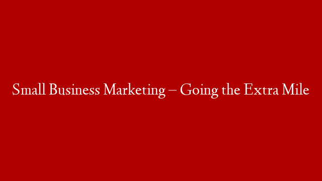 Small Business Marketing – Going the Extra Mile post thumbnail image