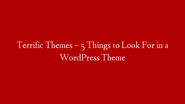 Terrific Themes – 5 Things to Look For in a WordPress Theme