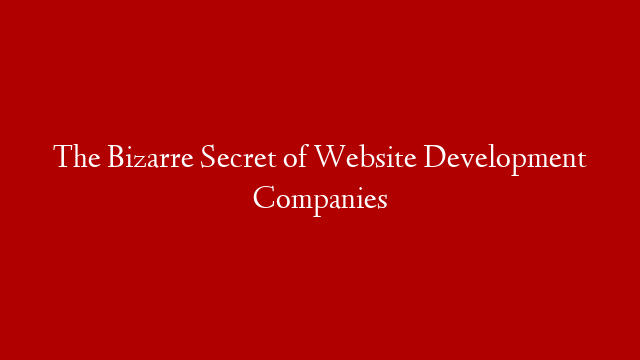 The Bizarre Secret of Website Development Companies