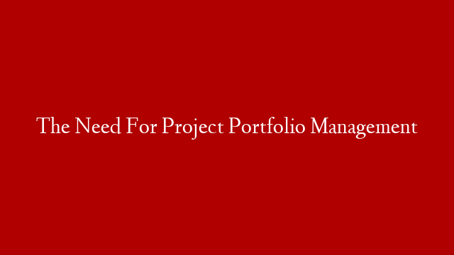 The Need For Project Portfolio Management