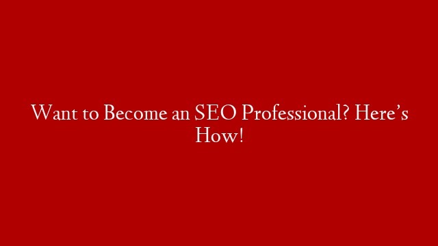 Want to Become an SEO Professional? Here’s How!