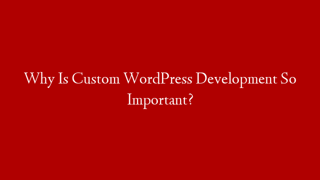 Why Is Custom WordPress Development So Important?