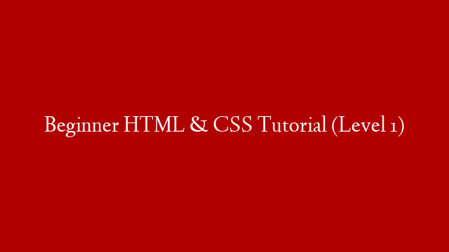 Beginner HTML & CSS Tutorial (Level 1)