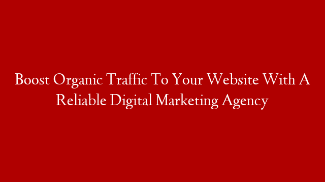 Boost Organic Traffic To Your Website With A Reliable Digital Marketing Agency post thumbnail image