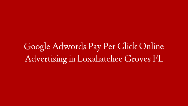 Google Adwords Pay Per Click Online Advertising in  Loxahatchee Groves FL