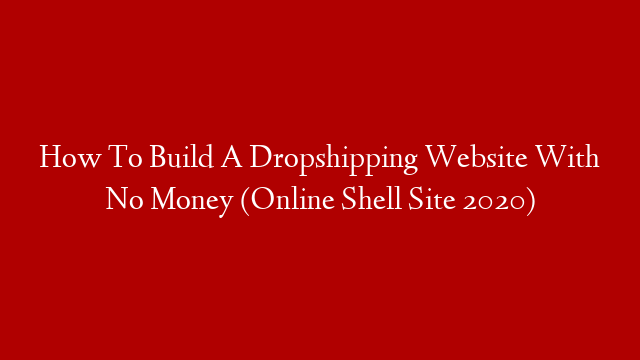 How To Build A Dropshipping Website With No Money (Online Shell Site 2020) post thumbnail image