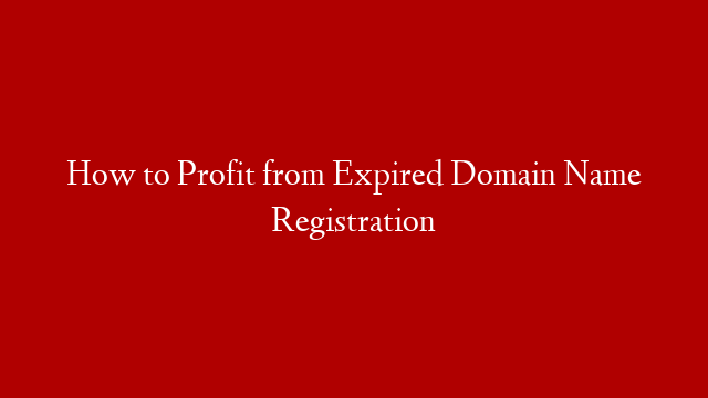 How to Profit from Expired Domain Name Registration