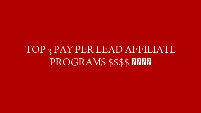 TOP 3 PAY PER LEAD AFFILIATE PROGRAMS $$$$ 🤑