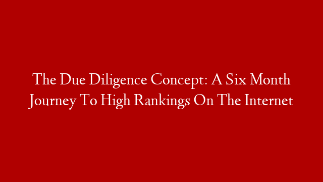 The Due Diligence Concept: A Six Month Journey To High Rankings On The Internet