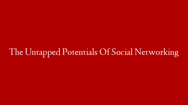 The Untapped Potentials Of Social Networking