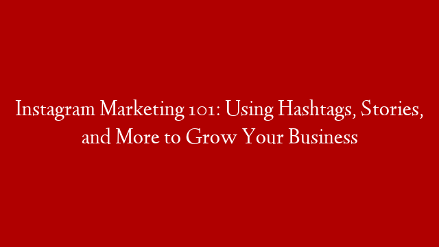 Instagram Marketing 101: Using Hashtags, Stories, and More to Grow Your Business post thumbnail image