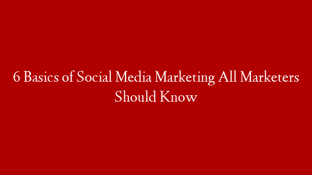 6 Basics of Social Media Marketing All Marketers Should Know