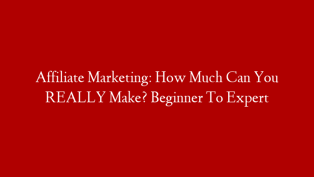 Affiliate Marketing: How Much Can You REALLY Make? Beginner To Expert