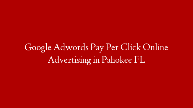 Google Adwords Pay Per Click Online Advertising in  Pahokee FL