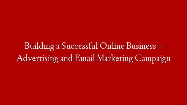 Building a Successful Online Business – Advertising and Email Marketing Campaign