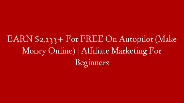 EARN $2,133+ For FREE On Autopilot (Make Money Online) | Affiliate Marketing For Beginners post thumbnail image