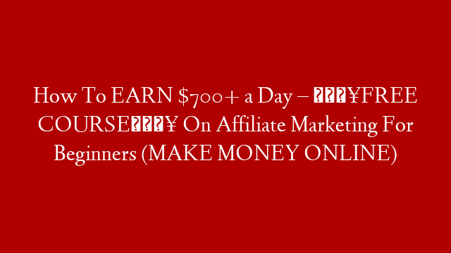 How To EARN $700+ a Day – 🔥FREE COURSE🔥 On Affiliate Marketing For Beginners (MAKE MONEY ONLINE) post thumbnail image