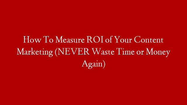 How To Measure ROI of Your Content Marketing (NEVER Waste Time or Money Again)