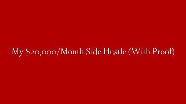 My $20,000/Month Side Hustle (With Proof)