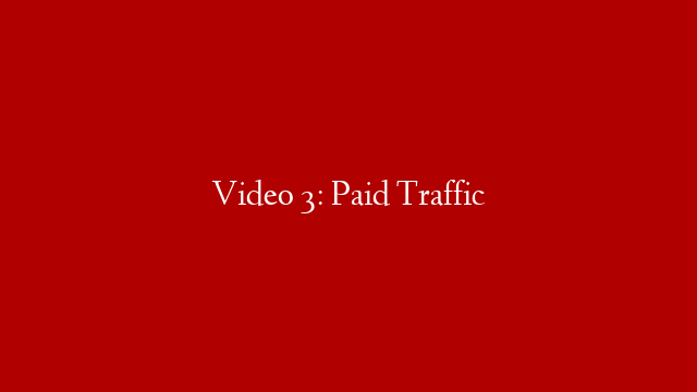 Video 3: Paid Traffic